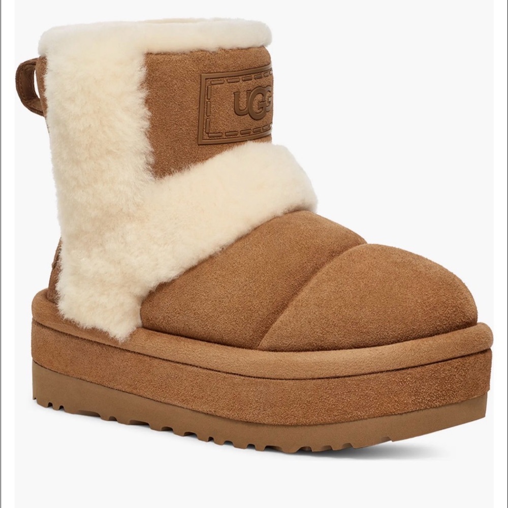 UGG Brown and Cream Shearling Boots